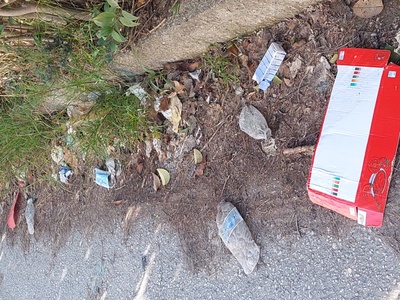 σκουπίδια  στους δρόμους επι της βρυουλων κεντρικος δρόμος 