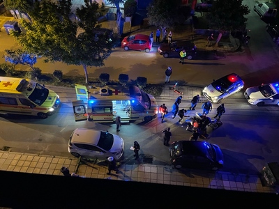 Κατεστραμένη απο τροχαίο κολώνα φωτισμού