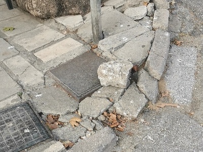 Σπασμένο πεζοδρόμιο 	Καθηγητού Ρωσσίδου
