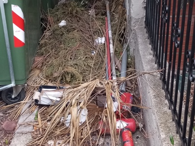 Κλαδιά και υπόλοιπα επίπλων στο πεζοδρόμιο 	Διογένους