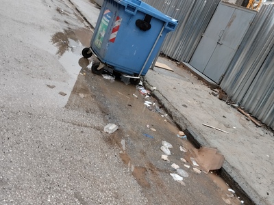 Σκούπισμα στους κάδους στην οδό Σίμου Λιανιδη 8