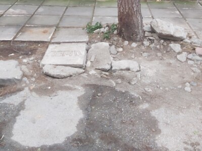 Εκτεταμένη καταστροφή πεζοδρομίου