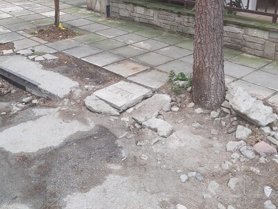 Εκτεταμένη καταστροφή πεζοδρομίου