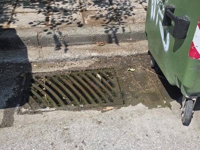 Υπερχείλιση υπονόμου  φρεατίου οδοστρώματος  Γρ. Λαμπράκη 2