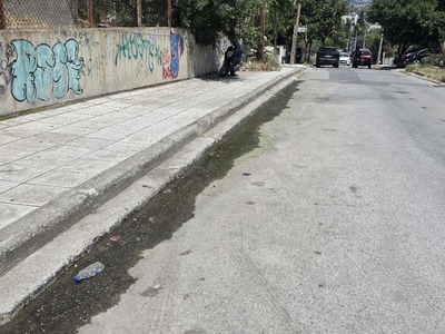 Υπερχείλιση υπονόμου  φρεατίου οδοστρώματος  Γρ. Λαμπράκη 2