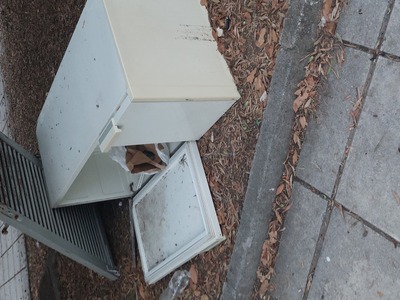 Ψυγείο και κλαδιά σε πάρκο  Χανιων