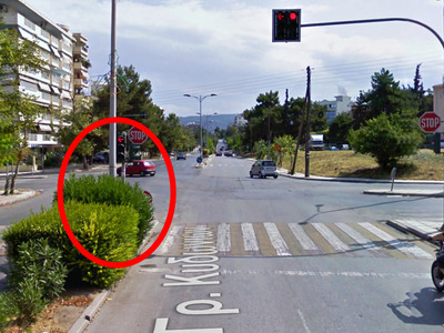 Απόκρυψη σηματοδότη από θάμνο