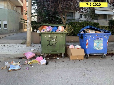 Μεγάλο πρόβλημα με μόνιμα υπερχειλισμένους κάδους απορριμμάτων επί της Αλκυώνος.